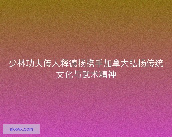 少林功夫传人释德扬携手加拿大弘扬传统文化与武术精神